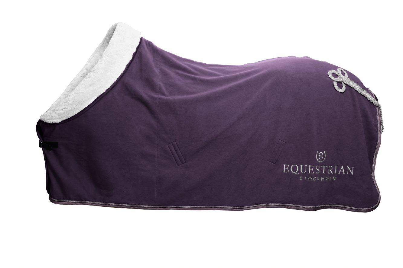 Equestrian Stockholm Fleece Blanket with Sheepskin Collar - Orchid Bloom