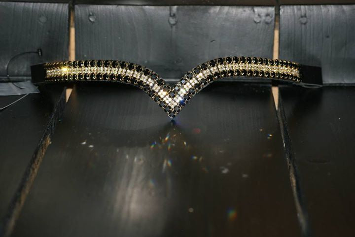 Frontal strass dorés et noir WW