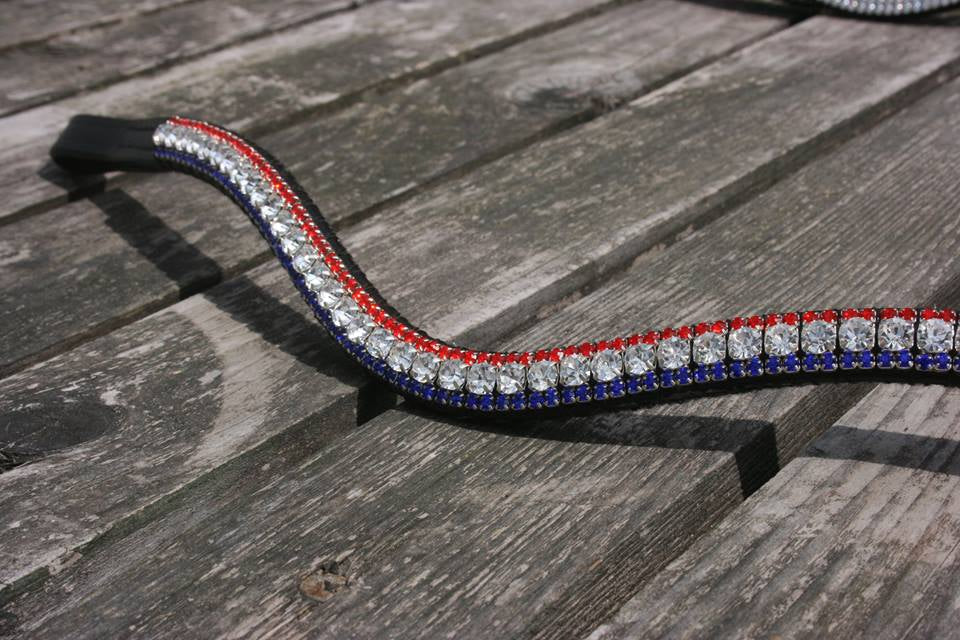 Frontal strass blanc, rouge et bleu WWF
