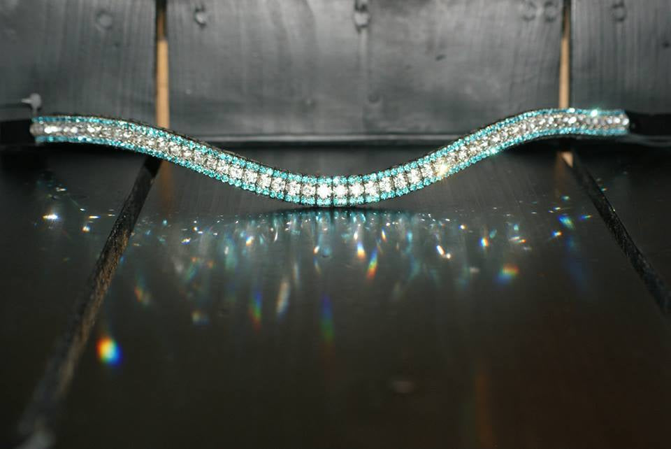 Frontal strass blanc et turquoise WW