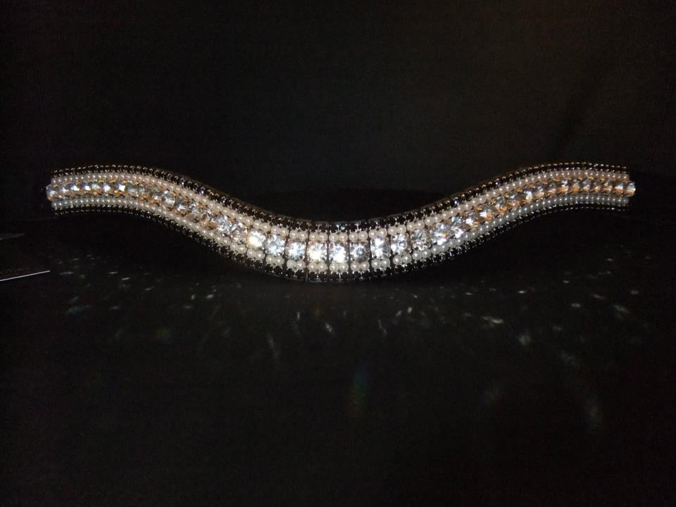 Frontal strass blanc noir et perle WWF