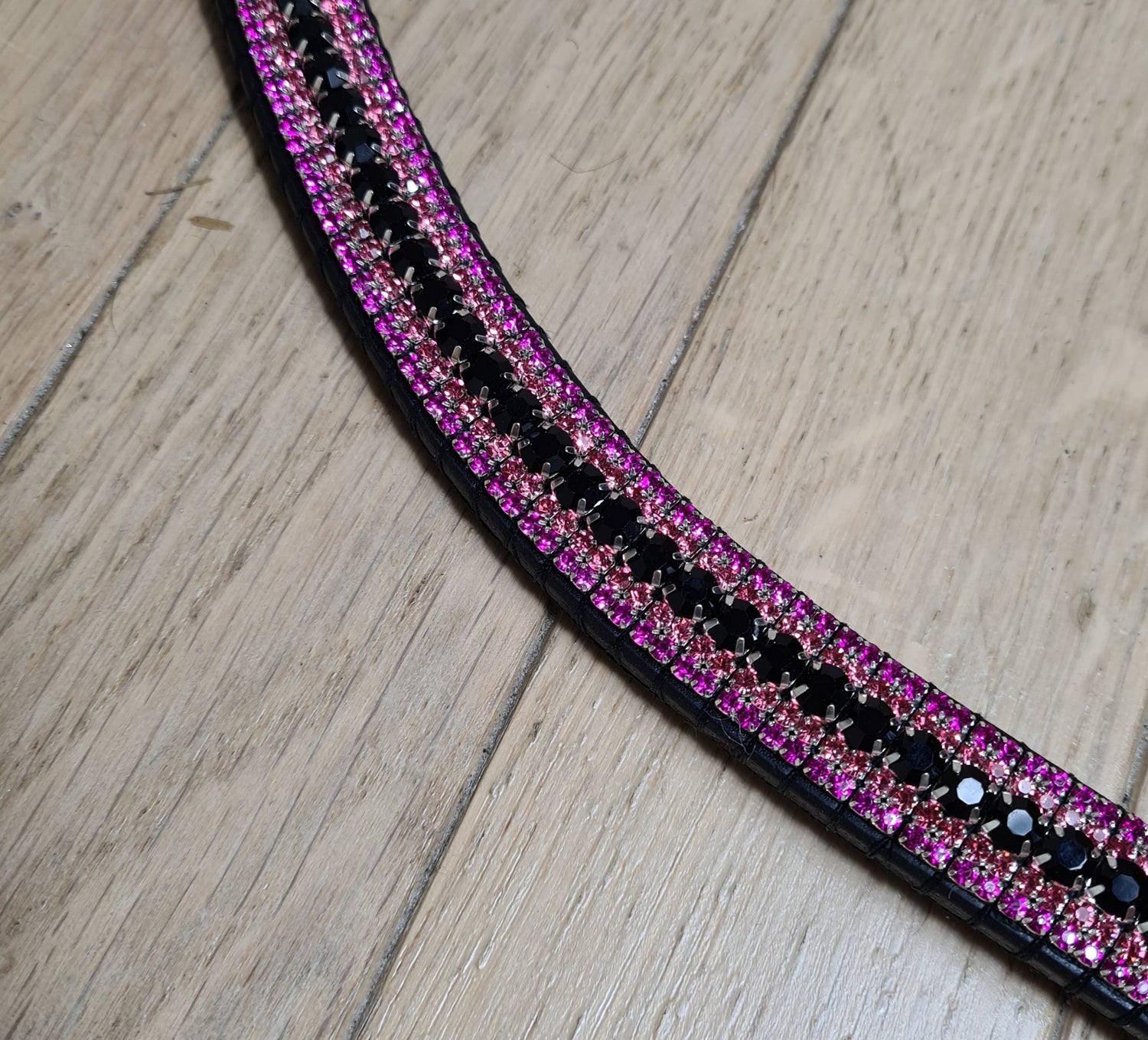 Frontal strass noir et rose
