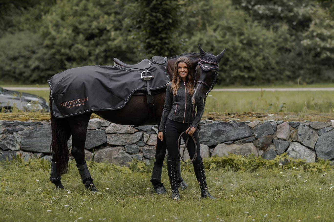 Equestrian Stockholm Rein Cover - Dark Sky