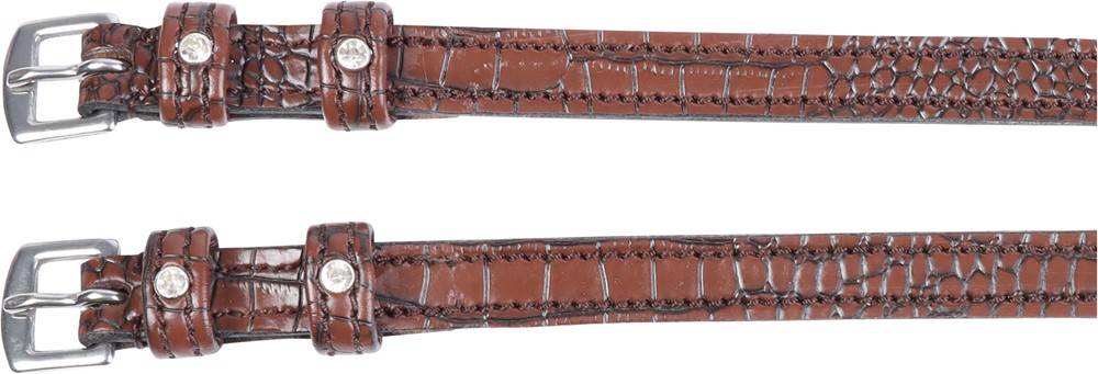 Brown Crocodile Leather Spur Straps - Harry&