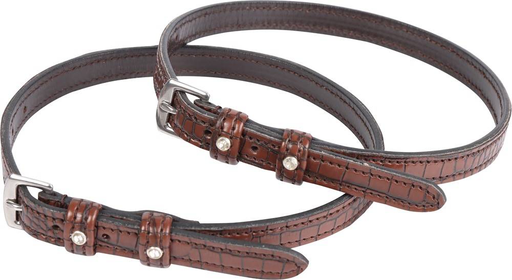 Brown Crocodile Leather Spur Straps - Harry&