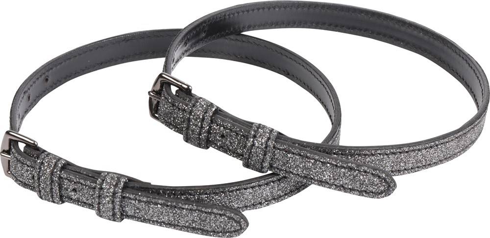 Black Glitter Leather Spur Straps - Harry&