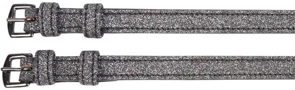 Black Glitter Leather Spur Straps - Harry&