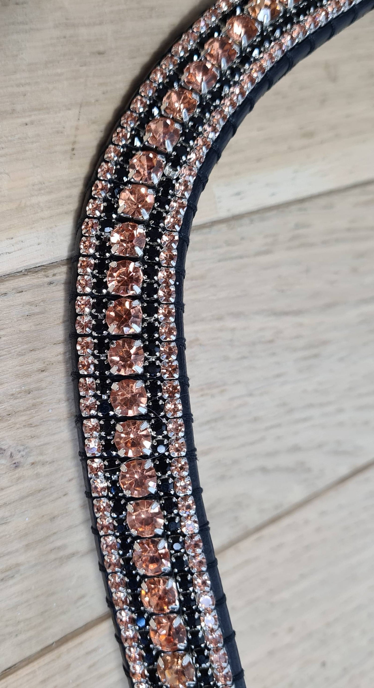 Black and rose gold rhinestone browband