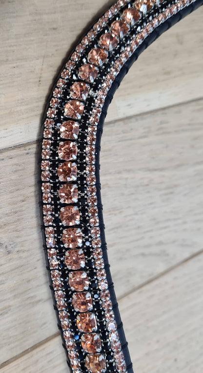 Black and rose gold rhinestone browband