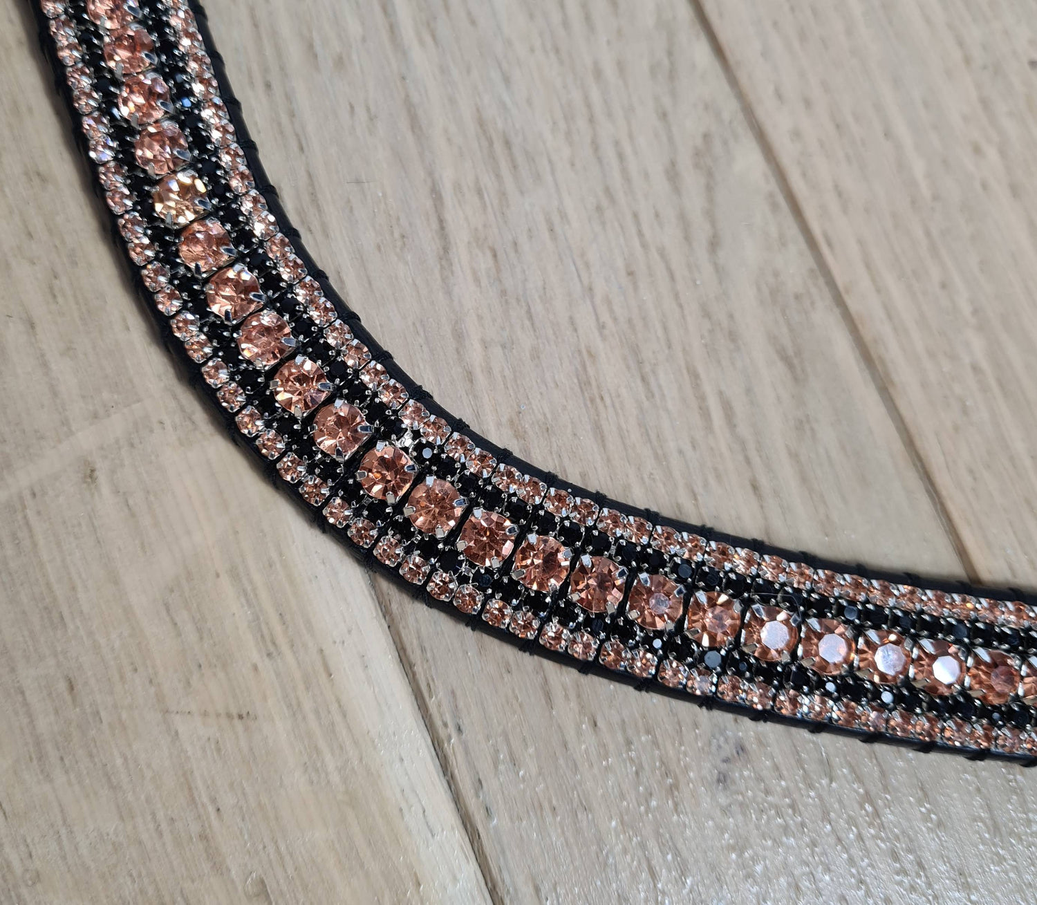 Black and rose gold rhinestone browband