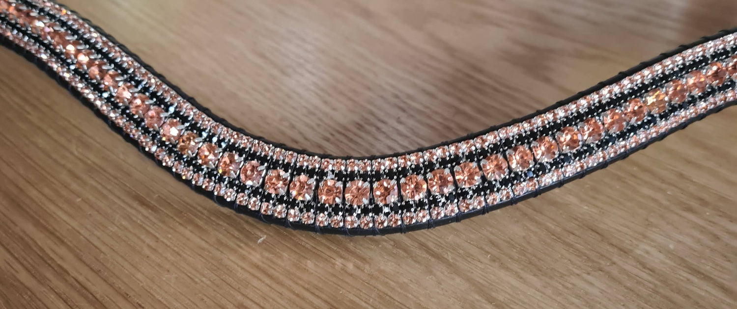 Black and rose gold rhinestone browband