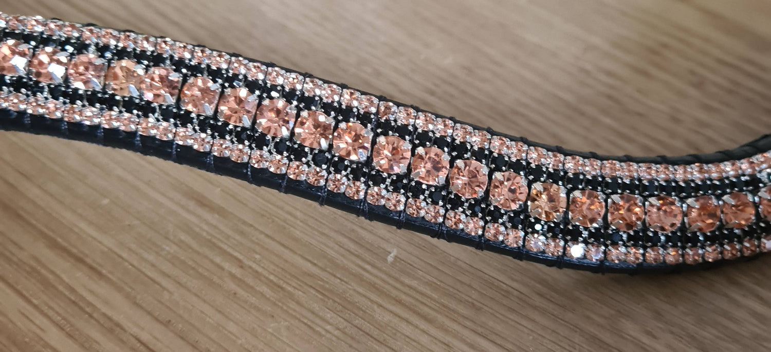 Black and rose gold rhinestone browband