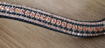 Black and rose gold rhinestone browband