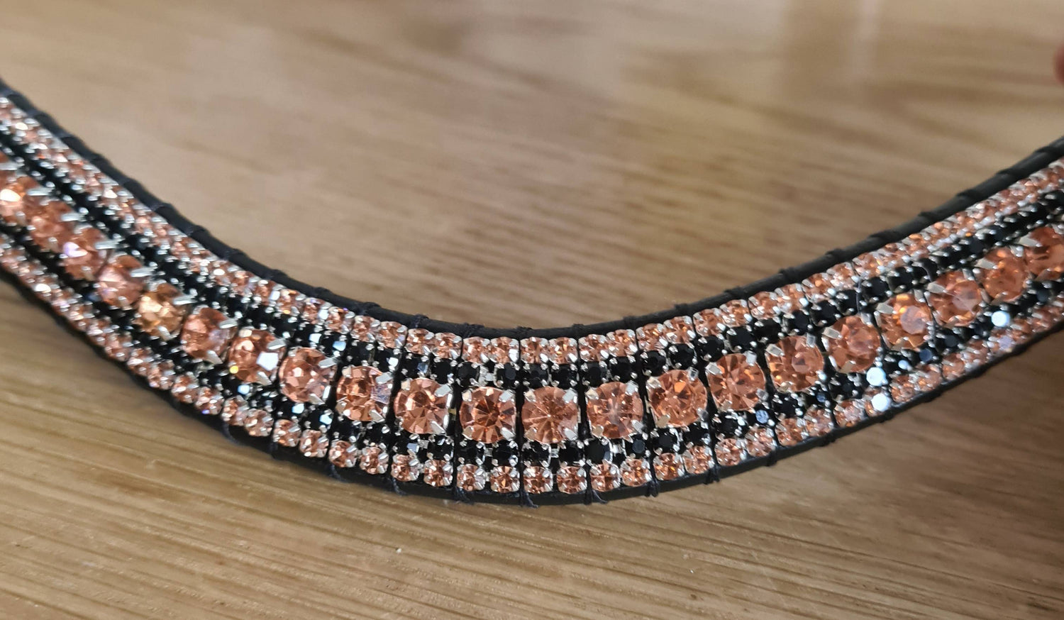 Black and rose gold rhinestone browband