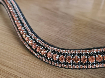 Black and rose gold rhinestone browband