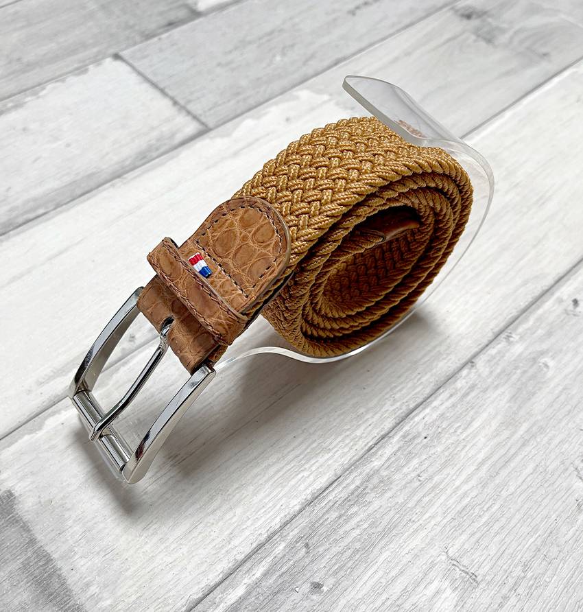 Ceinture Grand Prix Gold/Camel - Melca Paris