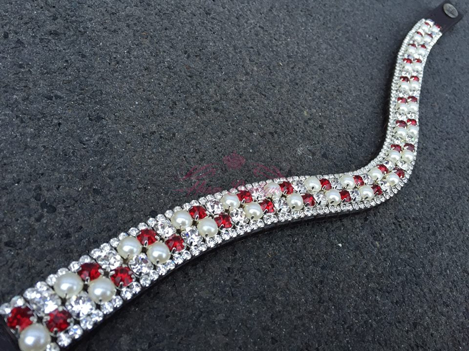 Frontal strass blanc et bordeaux
