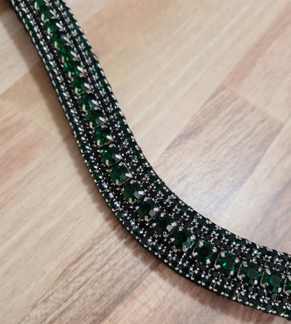 Frontal à strass noir et vert