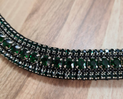 Frontal à strass noir et vert