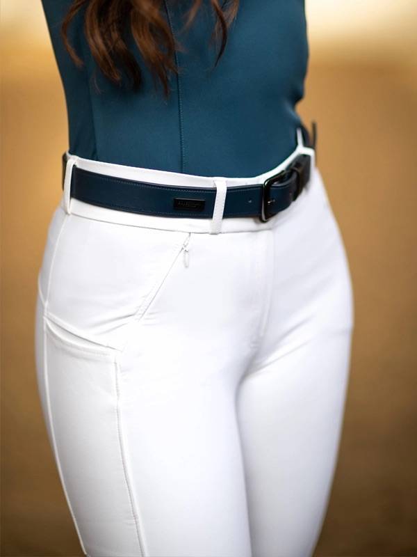 Pantalon Élite Full Grip White Blue Meadow - Equestrian Stockholm