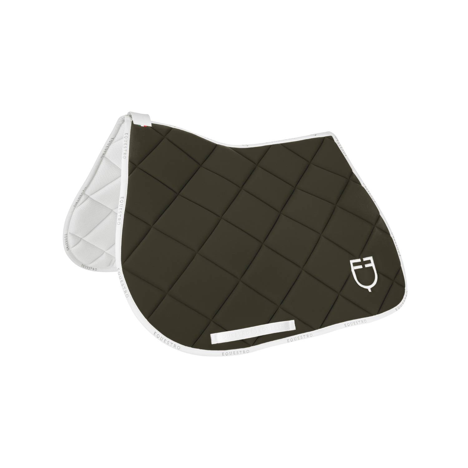 Tapis de selle technique logo kaki/blanc - EQUESTRO