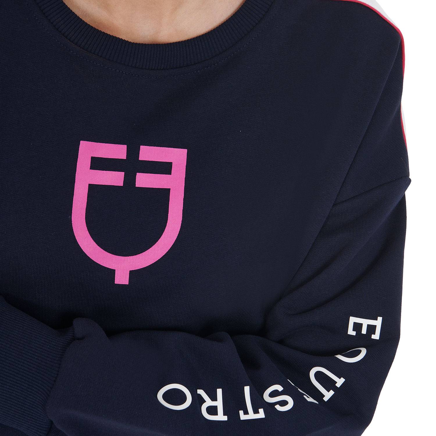 Sweat-shirt à col rond marine/fuchsia - Equestro