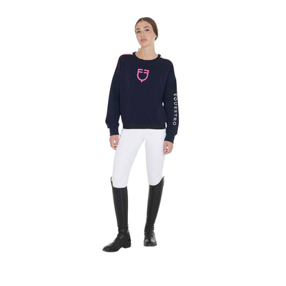 Sweat-shirt à col rond marine/fuchsia - Equestro