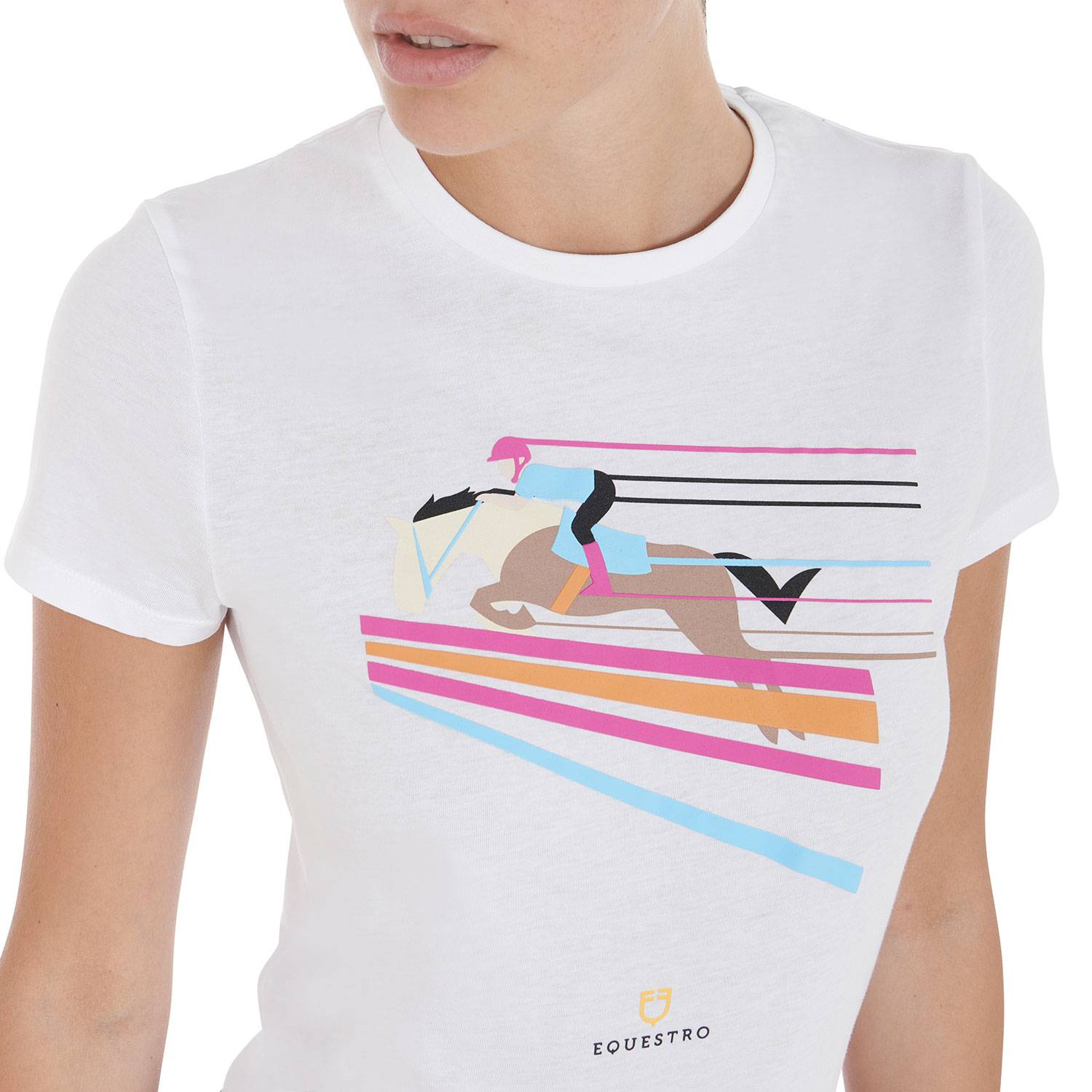 T-shirt ajusté design de saut coloré - EQUESTRO