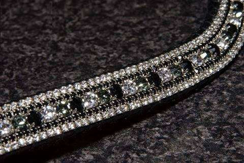 Frontal strass argent, gris et noirs