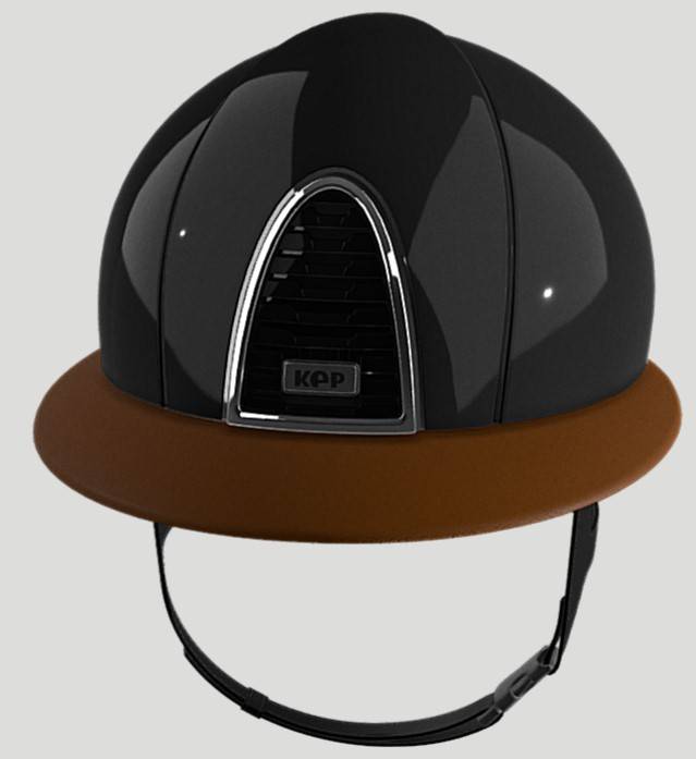 Casque CROMO 2.0 Noir Shine visière POLO Beige - KEP