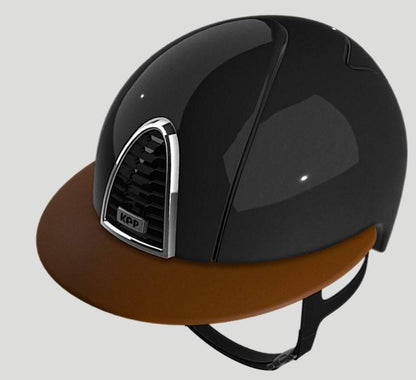 Casque CROMO 2.0 Noir Shine visière POLO Beige - KEP