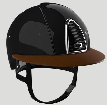 Casque CROMO 2.0 Noir Shine visière POLO Beige - KEP