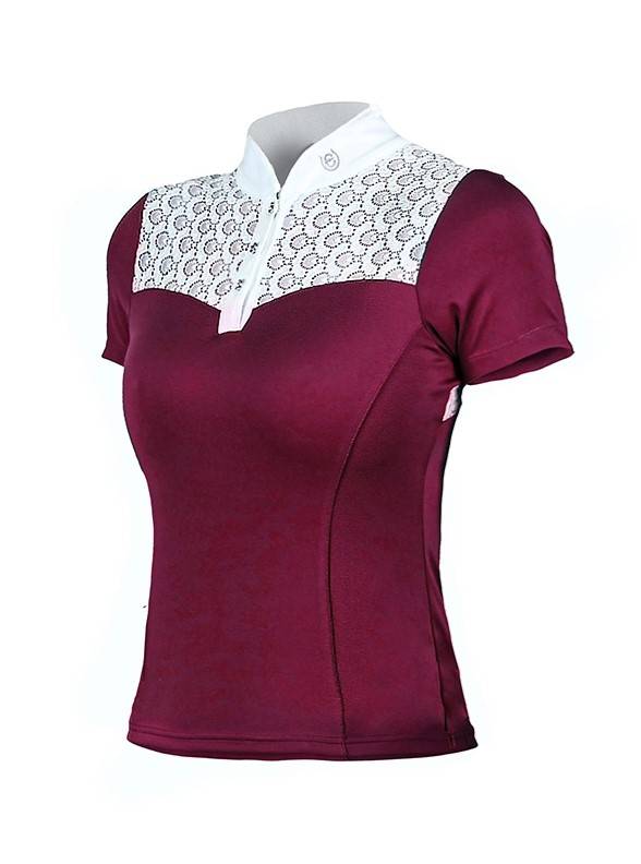 Champion Top Bordeaux and White competition polo shirt - Equestrian Stockholm