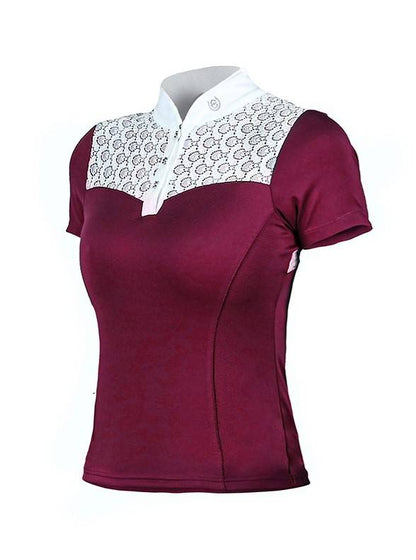 Champion Top Bordeaux and White competition polo shirt - Equestrian Stockholm