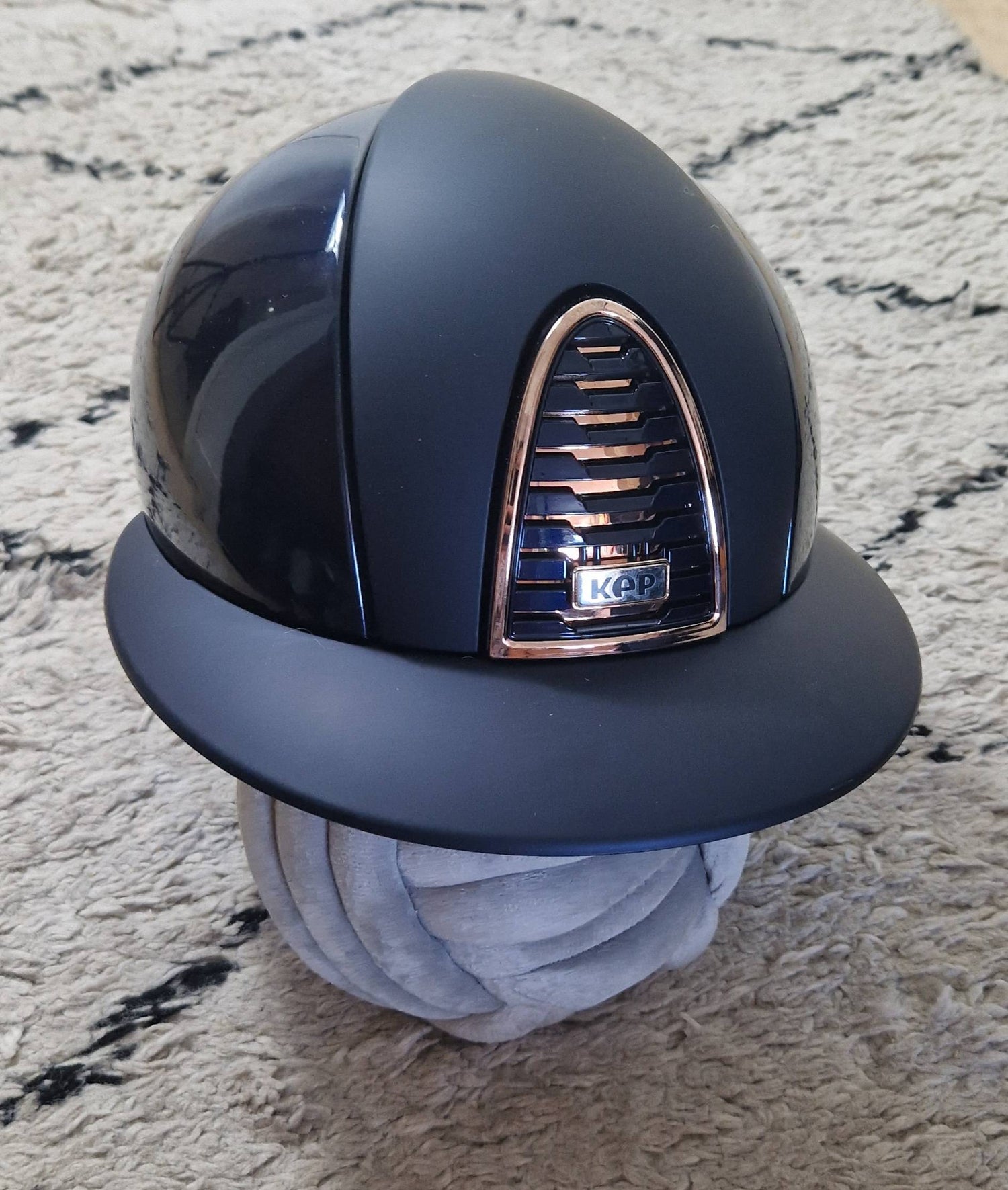 Casque CROMO 2.0 Polish Bleu Rose Gold visière POLO - KEP ITALIA