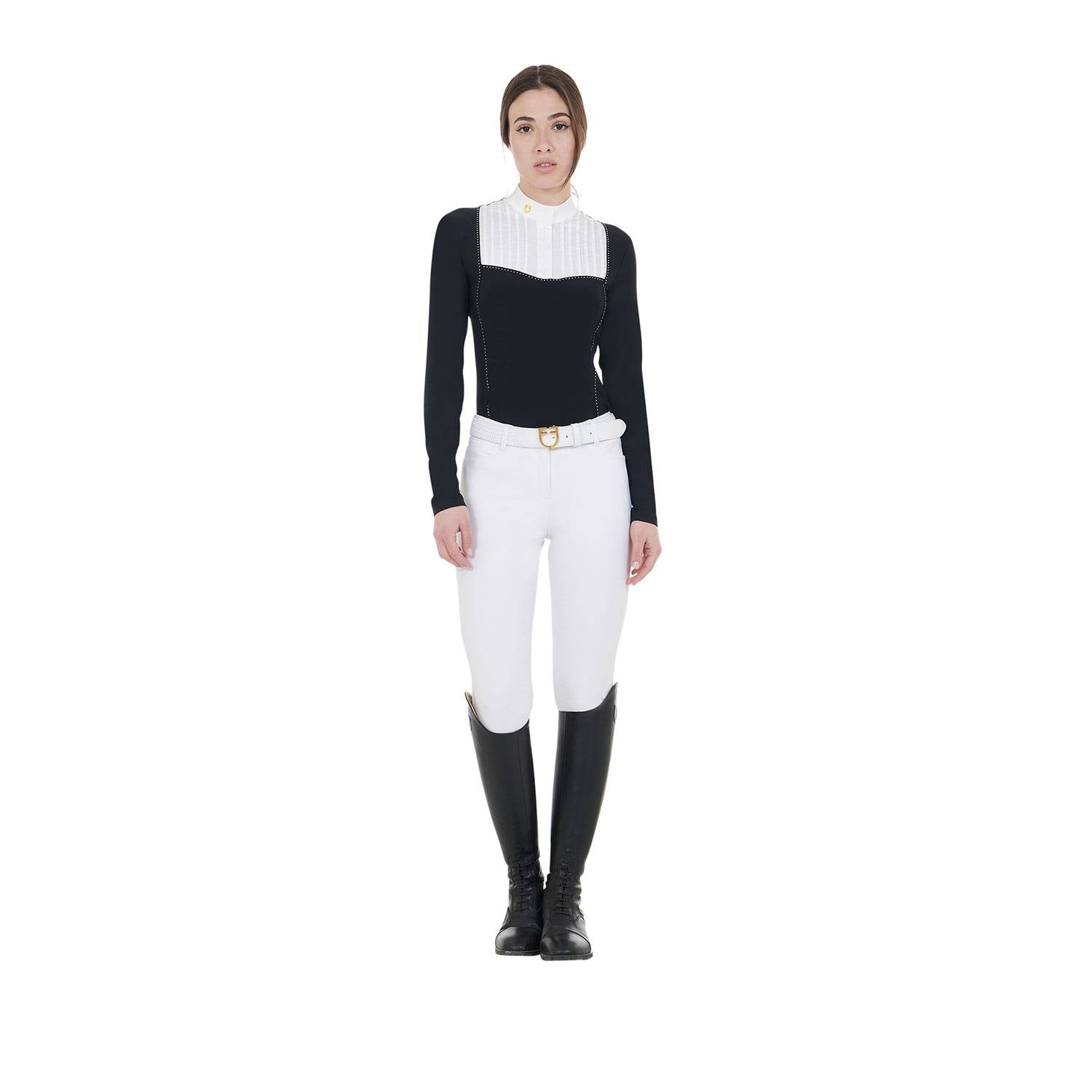 Polo de concours manches longues avec strass slim fit - EQUESTRO