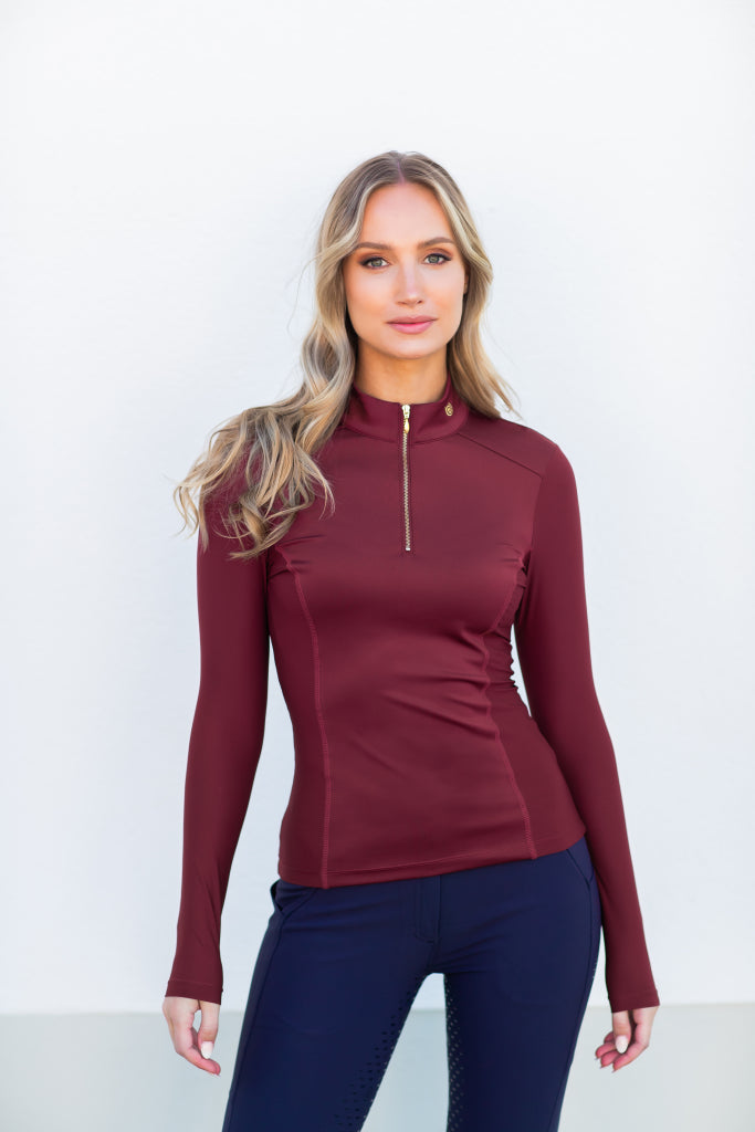 Top Essential Mesh New Maroon  - Equestrian Stockholm