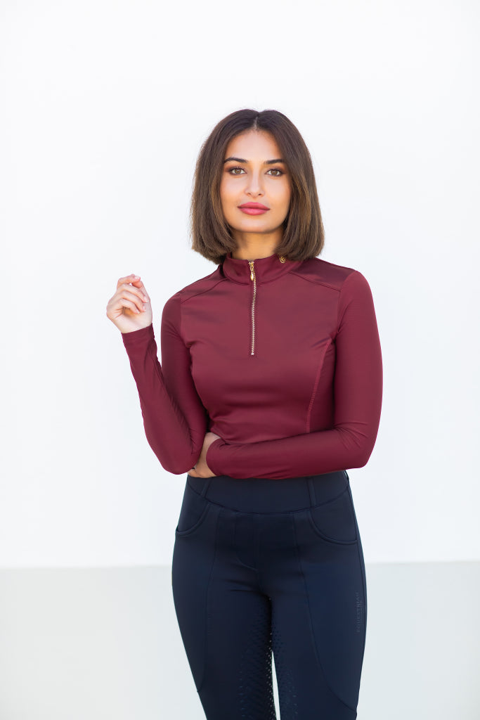 Top Essential Mesh New Maroon  - Equestrian Stockholm