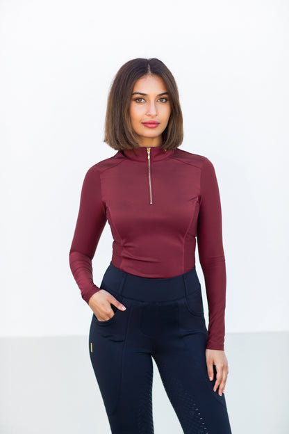 Top Essential Mesh New Maroon  - Equestrian Stockholm