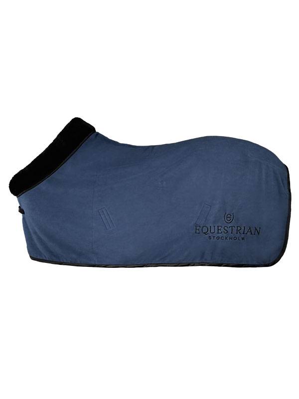 Equestrian Stockholm Fleece Blanket with Sheepskin Collar - Dark Venice