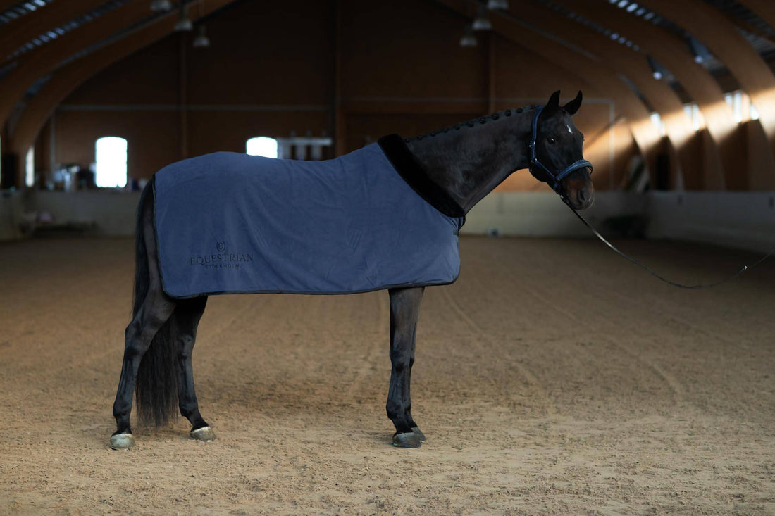 Equestrian Stockholm Fleece Blanket with Sheepskin Collar - Dark Venice