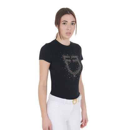 Tee-shirt slim fit strass rosegold - EQUESTRO