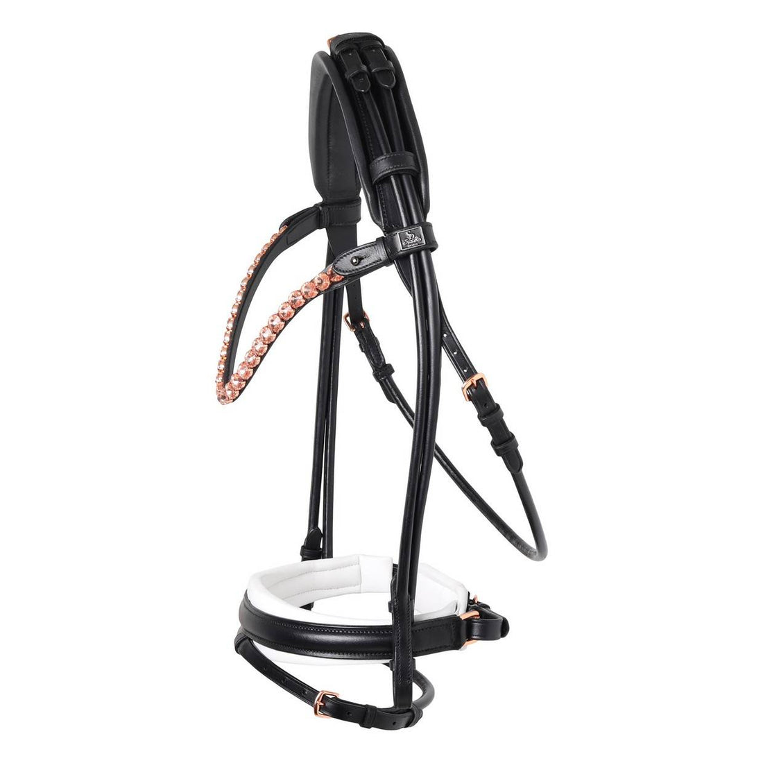 FLEUR round black leather bridle with white lining - SD Design