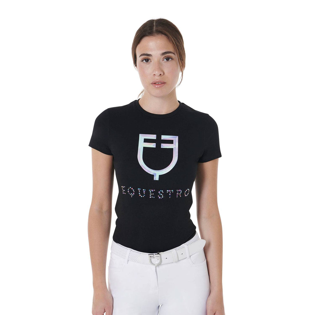 Slim fit printed holographic logo t-shirt - EQUESTRO