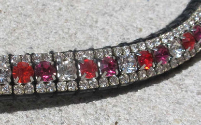 Frontal strass rouge/rose/argent