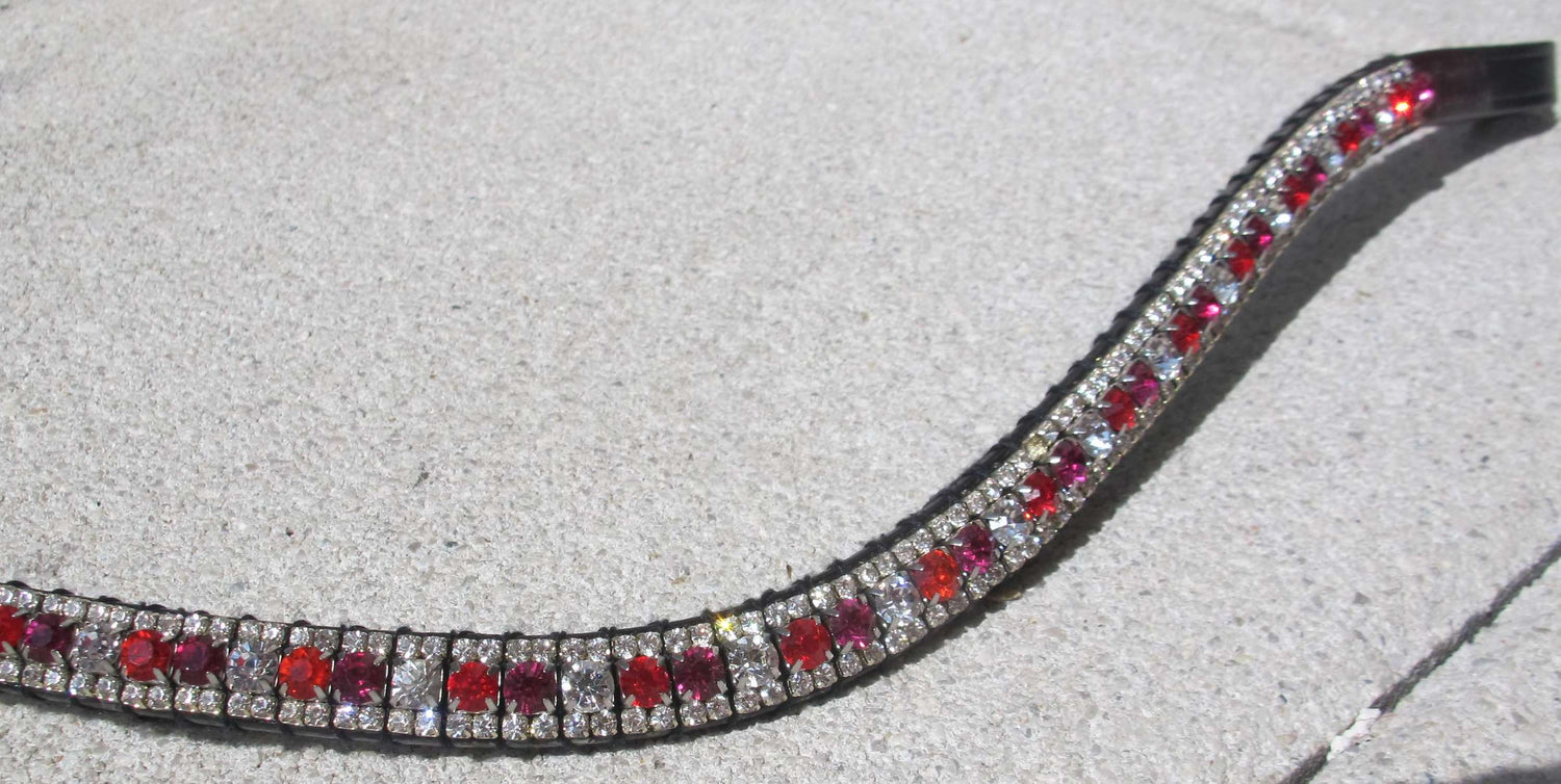 Frontal strass rouge/rose/argent