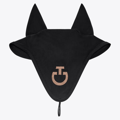 Bonnet anti-mouches long attachable tissu Noir logo Camel - CAVALLERIA TOSCANA