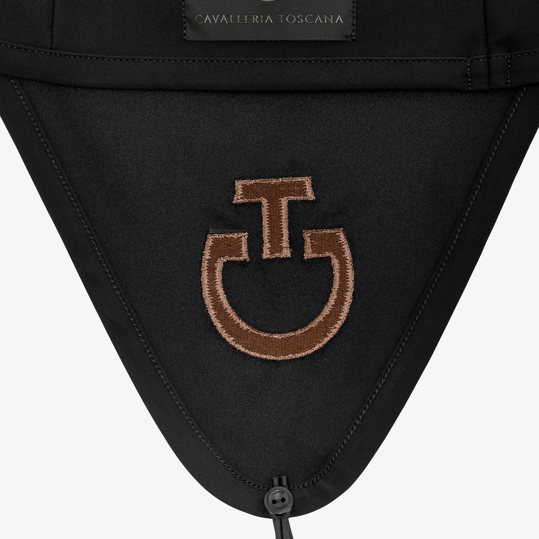 Bonnet anti-mouches long attachable tissu Noir logo Camel - CAVALLERIA TOSCANA