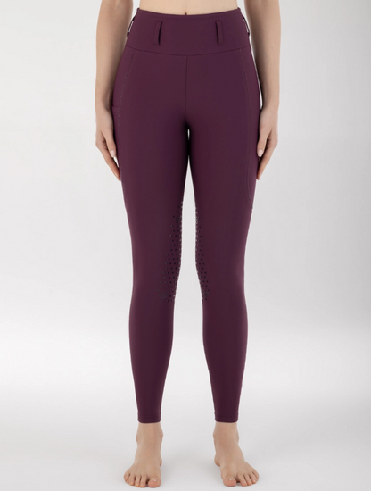 Legging hiver taille haute Knee grip GEGGIKH Bordeaux - EQUILINE
