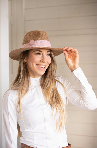 Chapeau Rafia Beige/Rose - PENELOPE COLLECTION